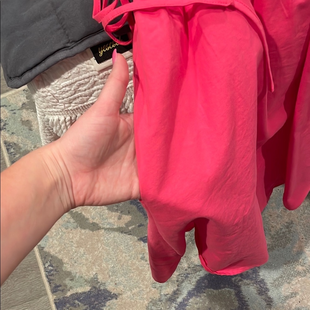 Pink Ruffled V-Neck Dress - Picture 6 of 6